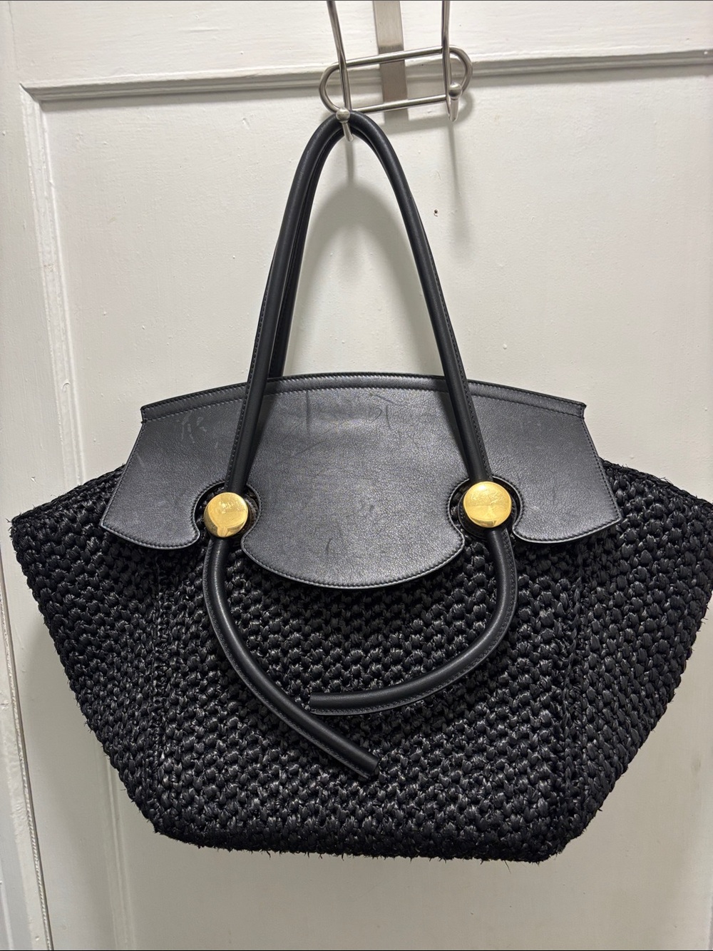 Proenza Schouler Black Woven Tote with Gold Discs